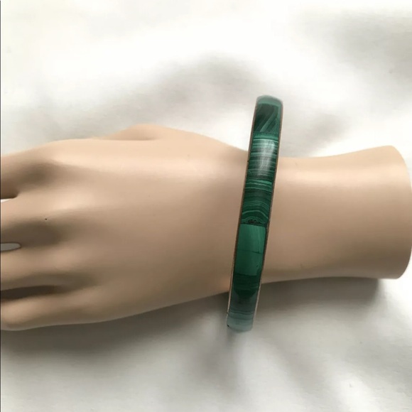 Vintage Bracelet Malachite Inlay Bronze Large - Picture 5 of 7